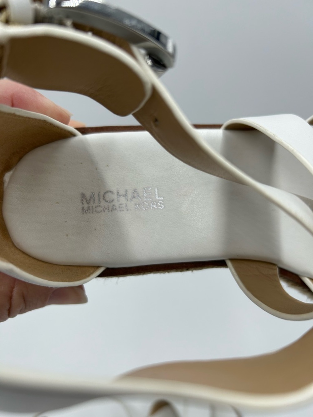 MICHAEL Michael Kors White Crisscross Espadrille Platform Sandals - Picture 3 of 7